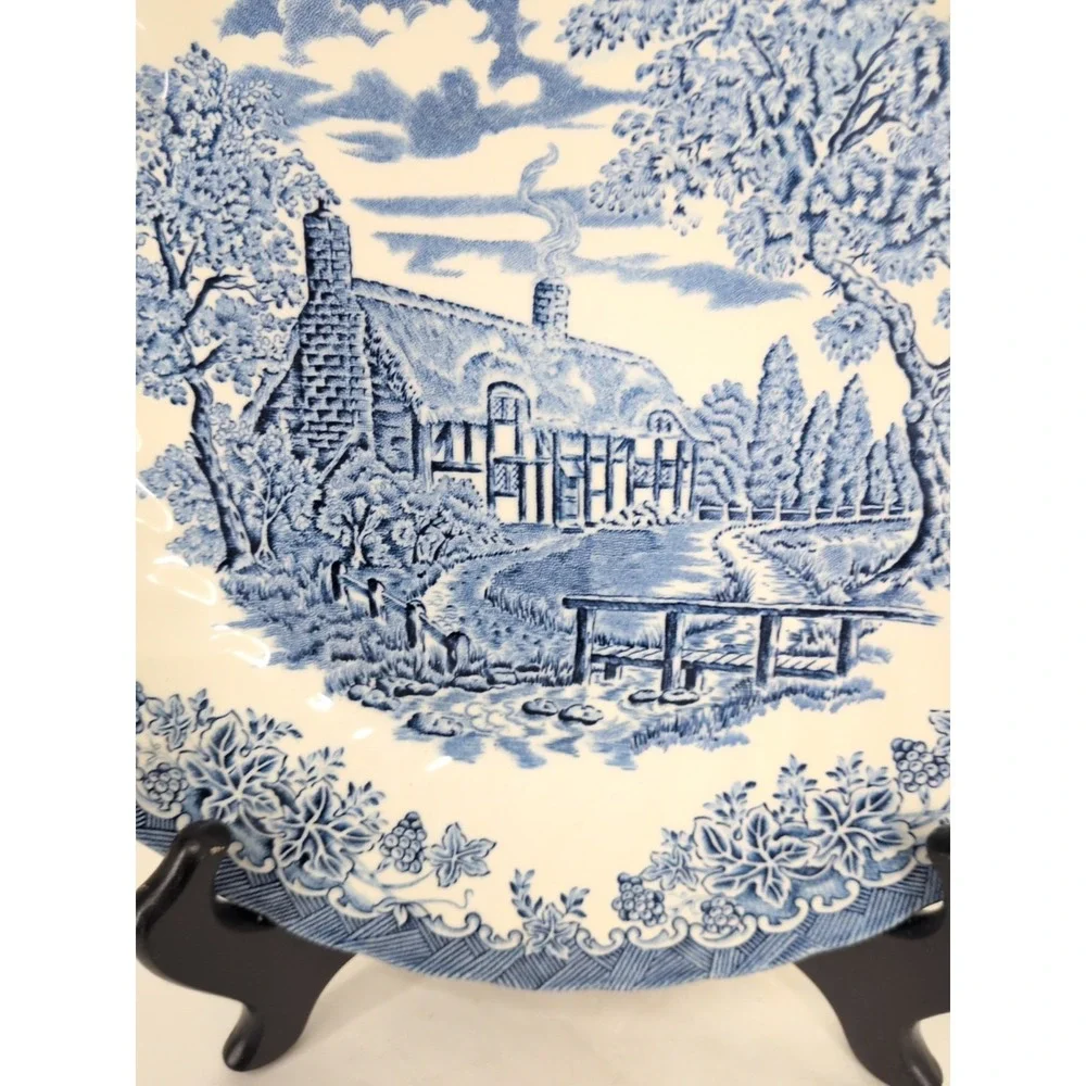 Vintage Churchill The Brook Blue Scalloped Edge Dinner Plate 10